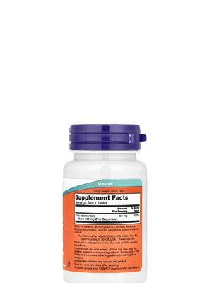 Zinc 50 mg NOW Foods® | Soporte Inmunológico y Antioxidante | 100 Tabletas | Alta Potencia | Colombia