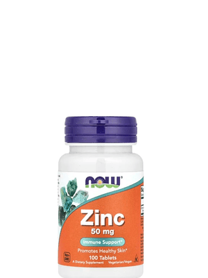 Zinc 50 mg NOW Foods® | Soporte Inmunológico y Antioxidante | 100 Tabletas | Alta Potencia | Colombia