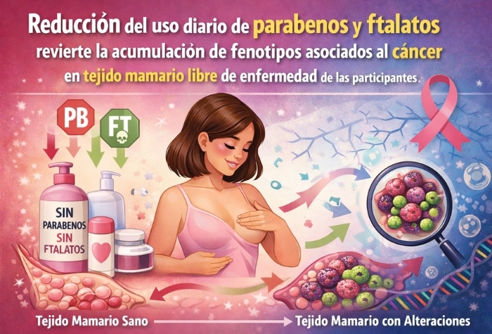 Reducción del uso diario de parabenos y ftalatos revierte la acumulación de fenotipos asociados al cáncer en tejido mamario libre de enfermedad de las participantes del estudio