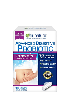 Trunature Advanced Digestive Probiotic 12 Cepas | Soporte Digestivo Diario | 100 Cápsulas | Colombia