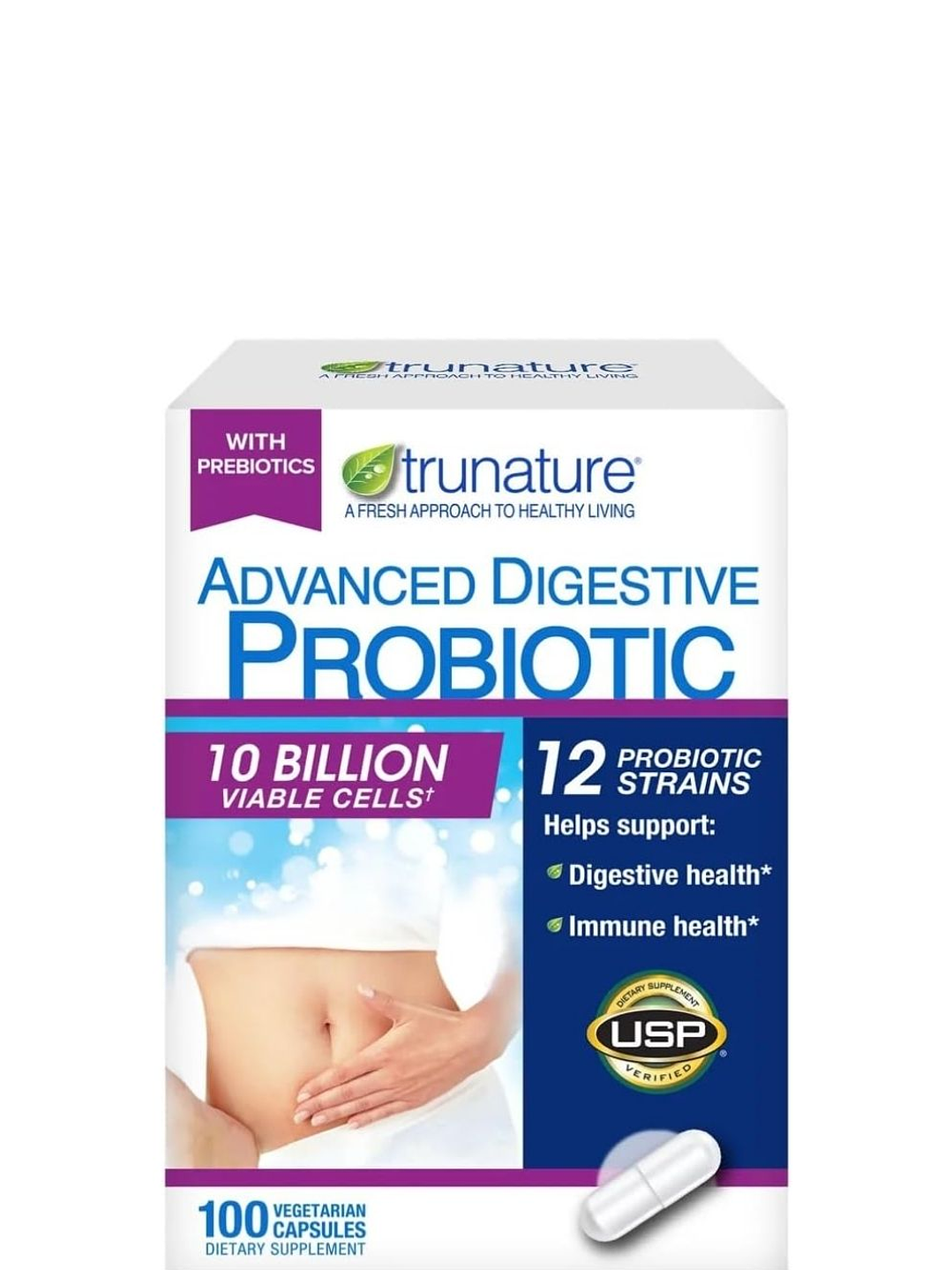 Trunature Advanced Digestive Probiotic 12 Cepas | Soporte Digestivo Diario | 100 Cápsulas | Colombia 1