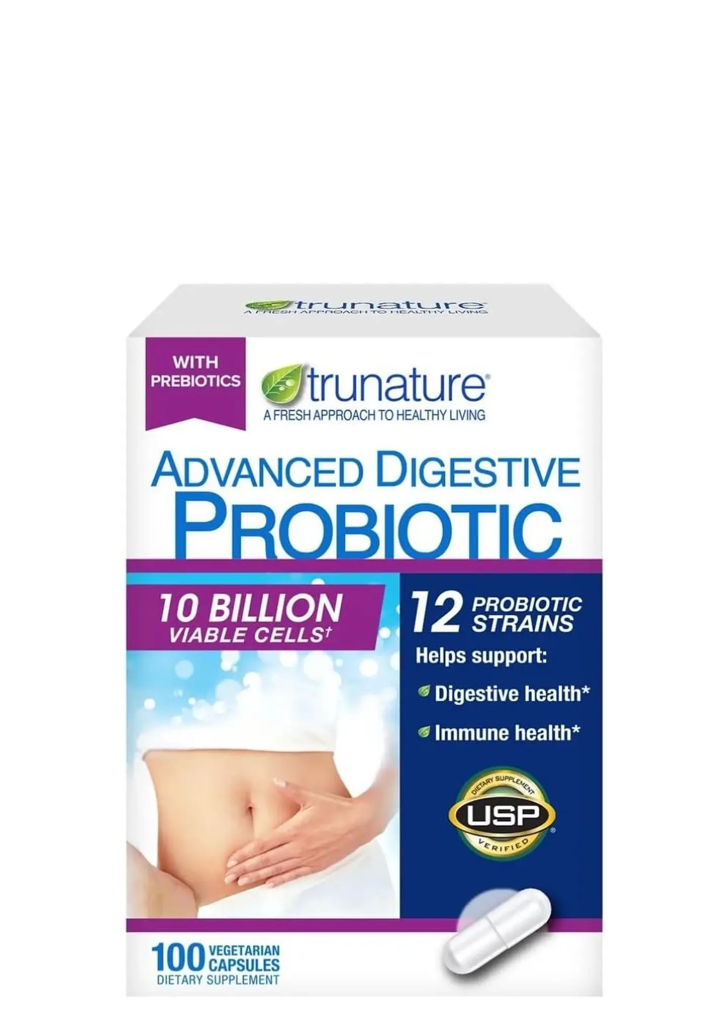 Trunature Advanced Digestive Probiotic 12 Cepas | Soporte Digestivo Diario | 100 Cápsulas | Colombia 1