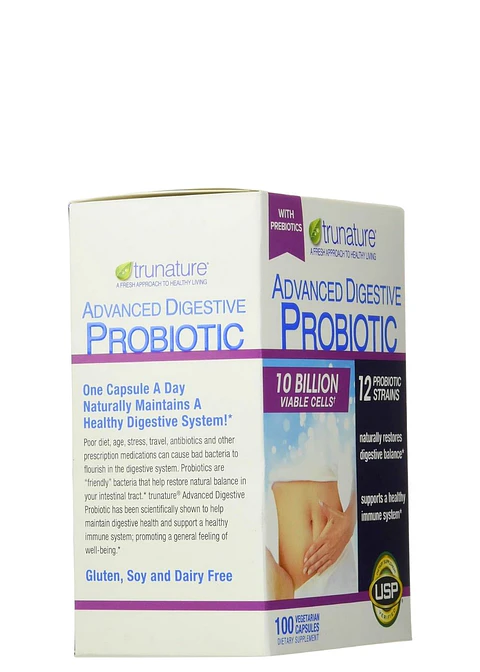 Trunature Advanced Digestive Probiotic 12 Cepas | Soporte Digestivo Diario | 100 Cápsulas | Colombia