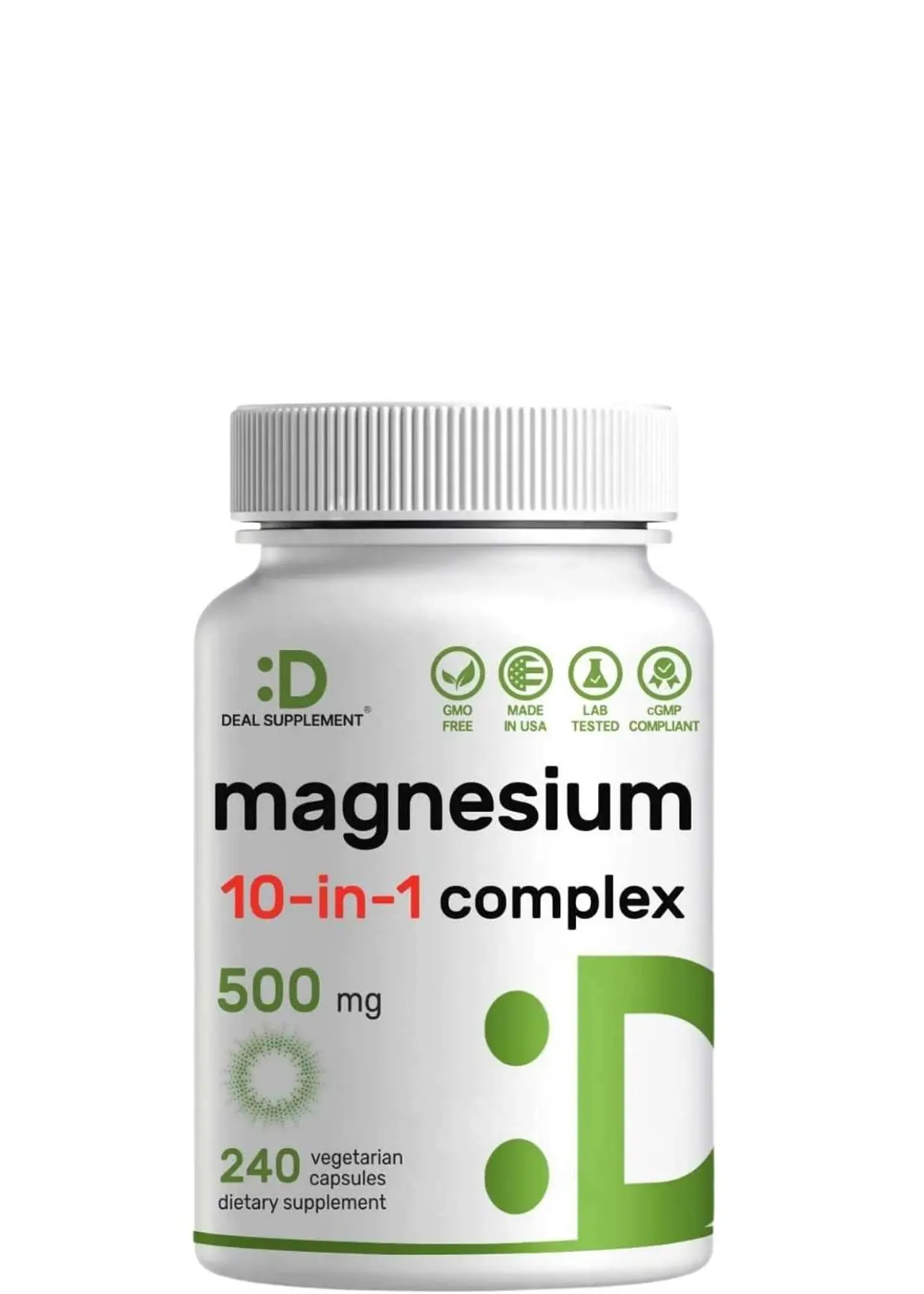 Complejo de Magnesio 500 mg Deal Supplements® | 10 en 1 | 240 Cápsulas Vegetales | Soporte Muscular, Nervioso y Energético | Colombia 1