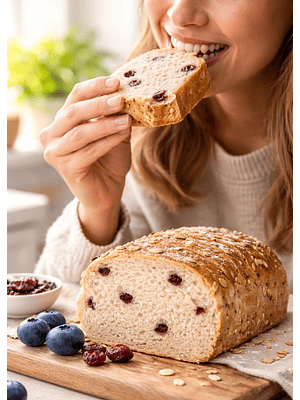 Pan Masa Madre de Avena y Arándanos Tajado 520 g | Fermentación Natural | Sin Conservantes Artificiales | Artesanal | Sin Azúcar, Sin Lácteos | Hecho Bajo Pedido