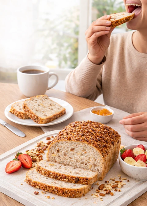 Pan Integral de Nuez del Brasil y Almendras Tajado 480 g | Artesanal | Sin Azúcar, Sin Lácteos | Hecho Bajo Pedido