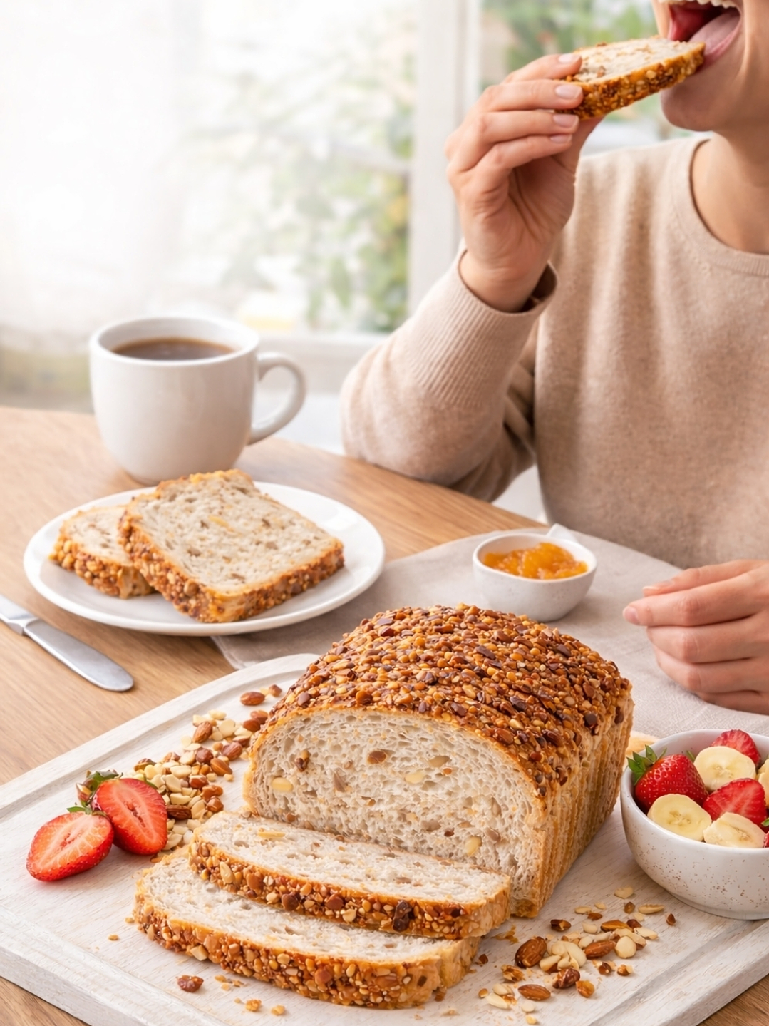 Pan Integral de Nuez del Brasil y Almendras Tajado 480 g | Artesanal | Sin Azúcar, Sin Lácteos | Hecho Bajo Pedido 2