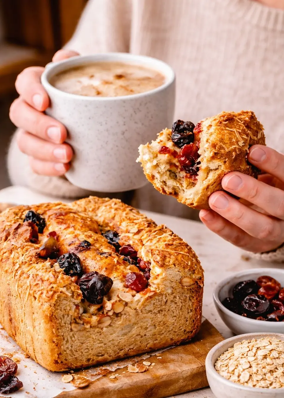 Pan Integral Relleno de Ciruela, Brevas, Cerezas y Coco 500 g | Sin Azúcar Añadida | Sin Lácteos | Artesanal | Frutas no cristalizadas 2