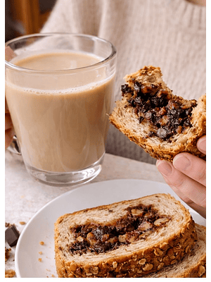 Pan Integral de Chocolate, Nuez y Almendras Tajado 550 g | Sin Huevo | Libre de Lactosa | Libre de Sodio | Libre de Colesterol | Fuente de Fibra