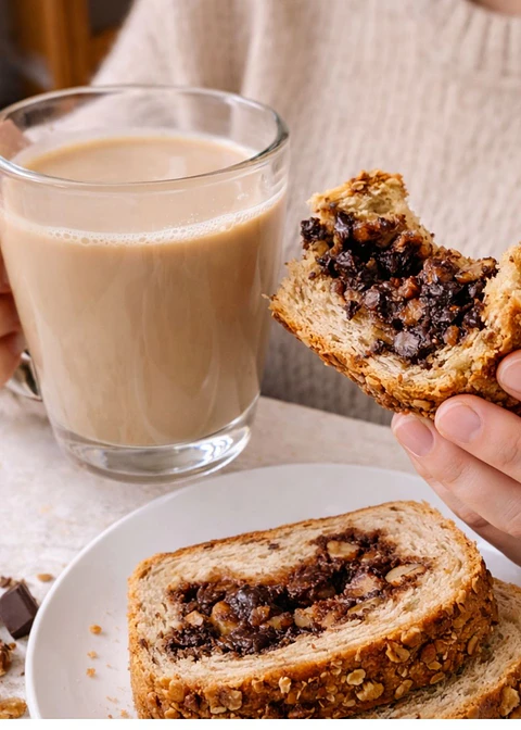 Pan Integral de Chocolate, Nuez y Almendras Tajado 550 g | Sin Huevo | Libre de Lactosa | Libre de Sodio | Libre de Colesterol | Fuente de Fibra