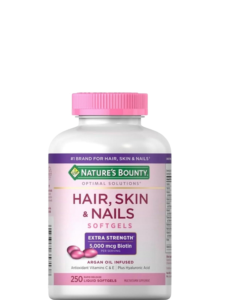 Nature's Bounty Hair, Skin & Nails 250 Cápsulas | Cabello Brillante, Uñas Fuertes y Piel Radiante | Con Ácido Hialurónico y Aceite de Argán | Colombia  1