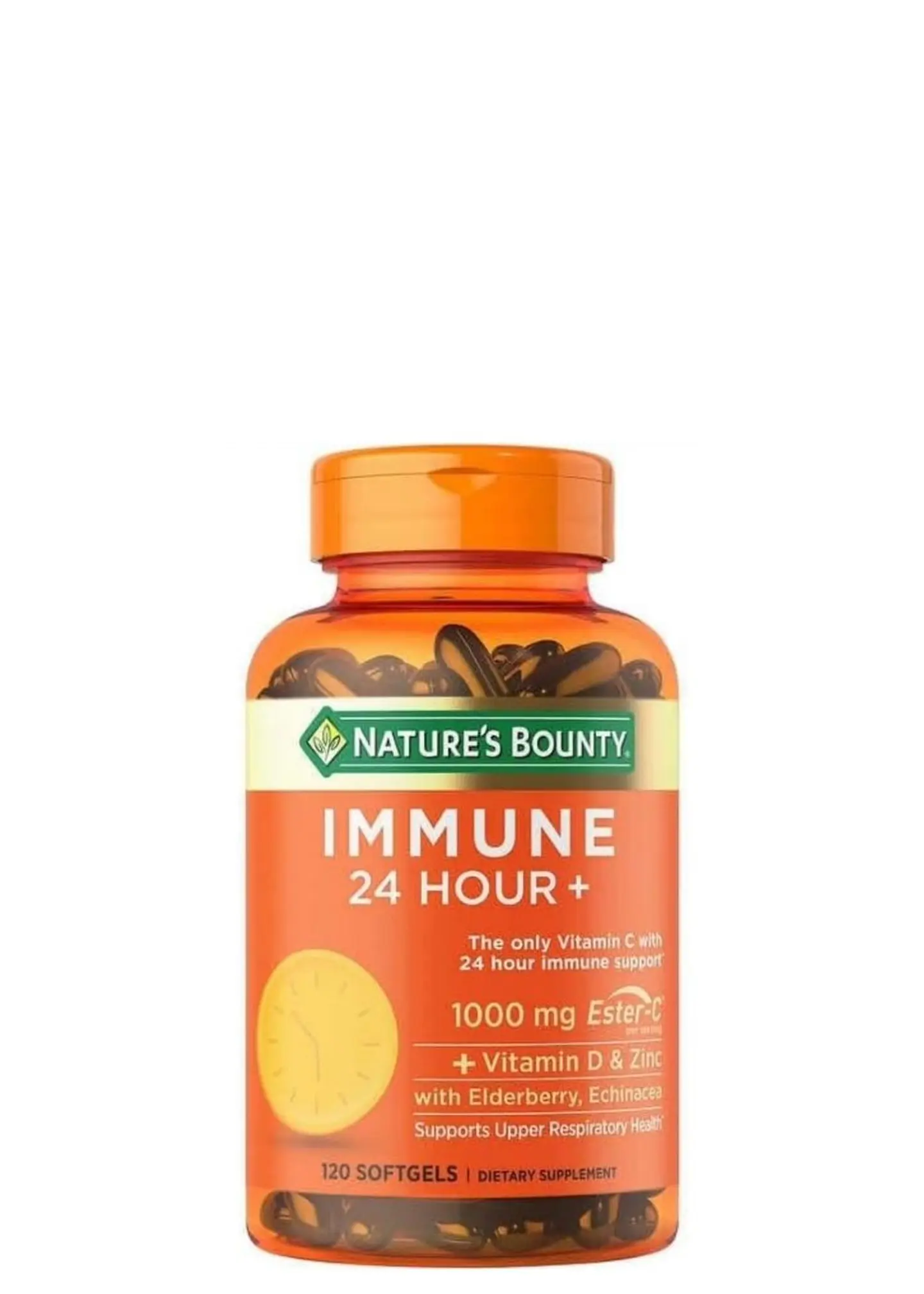 Nature’s Bounty Immune 24 Horas 1000 mg Ester-C® | Soporte Inmunológico Prolongado 24 h | Vitamina C + Zinc + Vitaminas A y D | 120 Cápsulas | Sin Gluten | Sin Colorantes Artificiales | Colombia 1