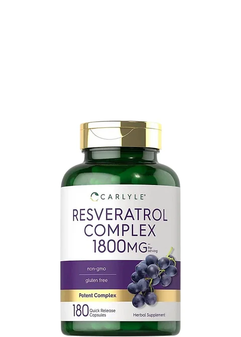 Resveratrol Carlyle 1800 mg x 180 Cápsulas | Antioxidante Potente | Sin Gluten ni OMG | Apoyo Anti-Edad y Cardiovascular | Colombia