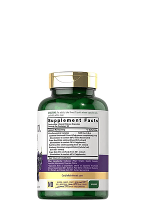 Resveratrol Carlyle 1800 mg x 180 Cápsulas | Antioxidante Potente | Sin Gluten ni OMG | Apoyo Anti-Edad y Cardiovascular | Colombia