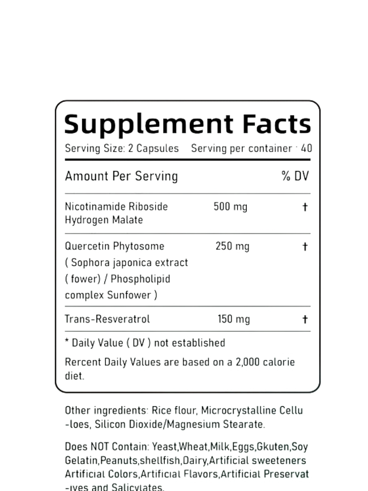 Suplemento NAD+ 900 mg con Resveratrol y Quercetina | Ribósido de Nicotinamida Liposomal | Energía Celular y Anti-Edad | 80 Cápsulas | Sin Gluten ni OMG | Colombia 3