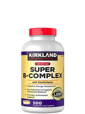 Kirkland Signature Super B-Complejo con Electrolitos x 500 tabletas | Energía Diaria, Sistema Nervioso y Recuperación | Colombia
