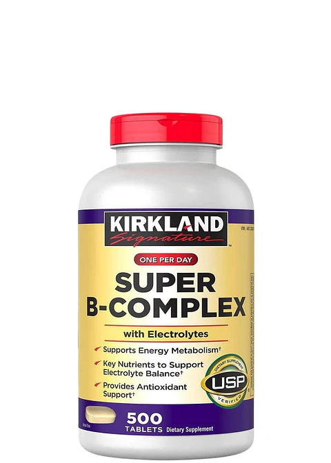 Kirkland Signature Super B-Complejo con Electrolitos x 500 tabletas | Energía Diaria, Sistema Nervioso y Recuperación | Colombia