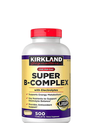Kirkland Signature Super B-Complejo con Electrolitos x 500 tabletas | Energía Diaria, Sistema Nervioso y Recuperación | Colombia