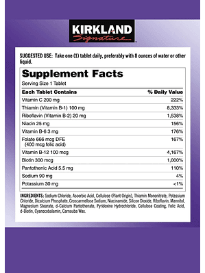 Kirkland Signature Super B-Complejo con Electrolitos x 500 tabletas | Energía Diaria, Sistema Nervioso y Recuperación | Colombia