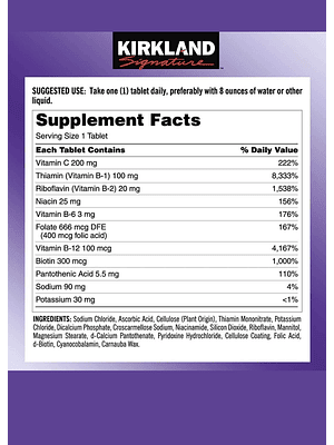 Kirkland Signature Super B-Complejo con Electrolitos x 500 tabletas | Energía Diaria, Sistema Nervioso y Recuperación | Colombia