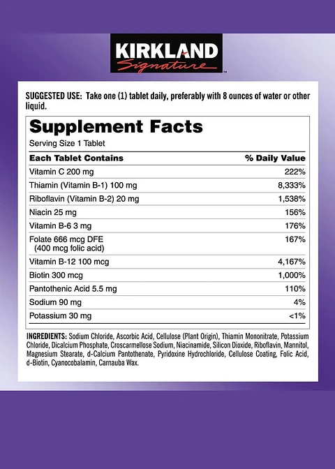 Kirkland Signature Super B-Complejo con Electrolitos x 500 tabletas | Energía Diaria, Sistema Nervioso y Recuperación | Colombia