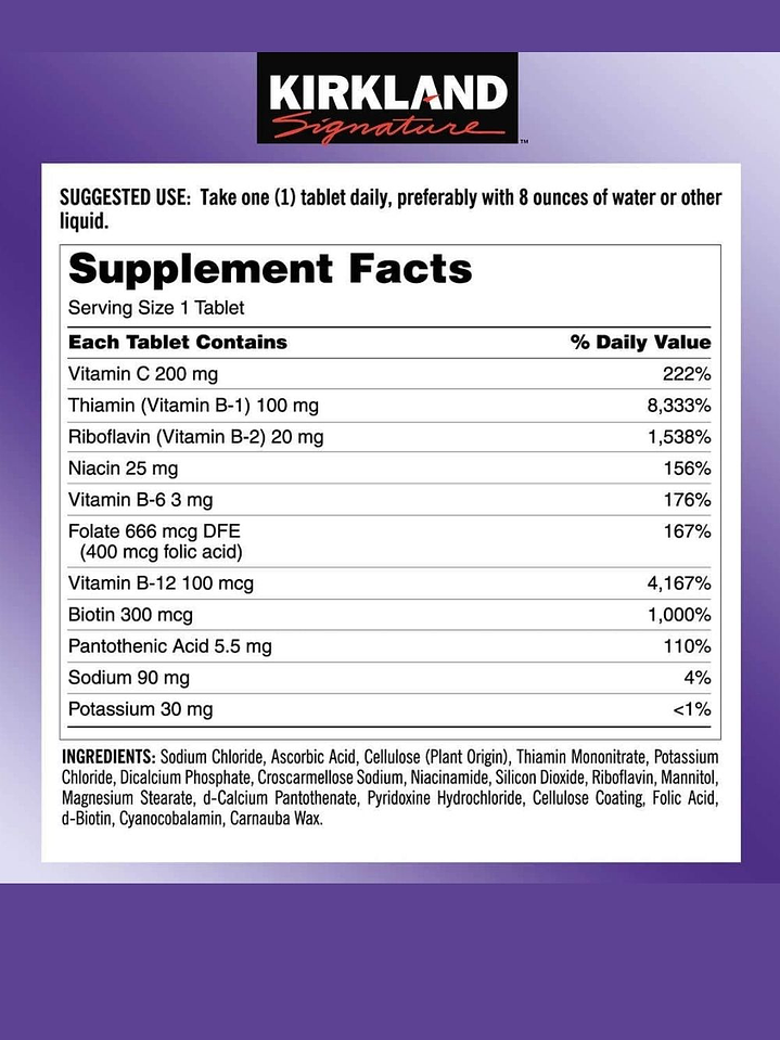 Kirkland Signature Super B-Complejo con Electrolitos x 500 tabletas | Energía Diaria, Sistema Nervioso y Recuperación | Colombia 2
