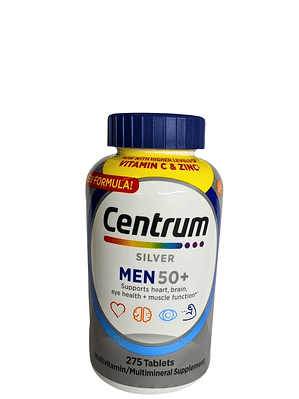 Centrum Silver Men 50 Plus x275 Tabletas | Multivitamínico para Hombres +50 | Energía, Músculos Fuertes y Salud Mental Diaria | Colombia