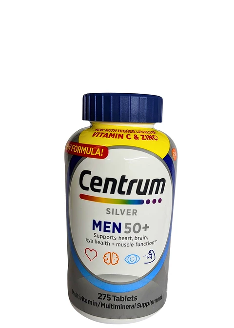 Centrum Silver Men 50 Plus x275 Tabletas | Multivitamínico para Hombres +50 | Energía, Músculos Fuertes y Salud Mental Diaria | Colombia