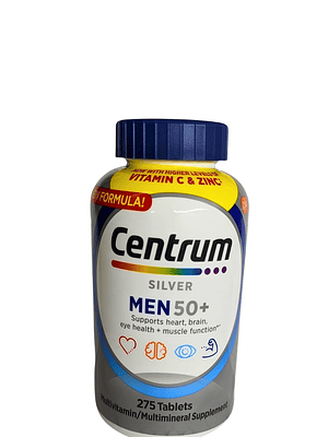 Centrum Silver Men 50 Plus x275 Tabletas | Multivitamínico para Hombres +50 | Energía, Músculos Fuertes y Salud Mental Diaria | Colombia
