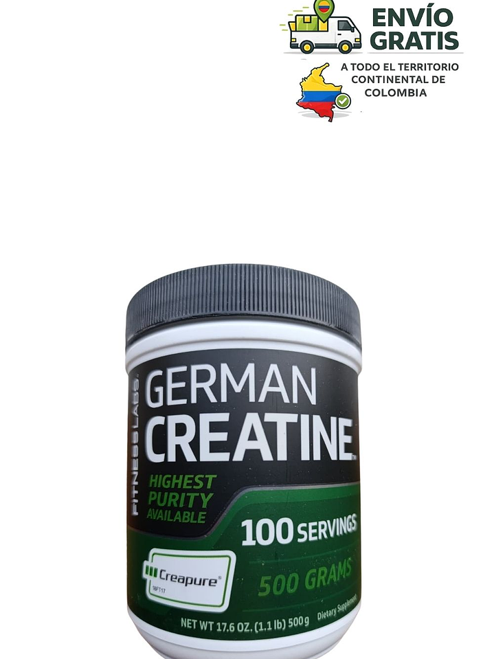 Creatina Monohidratada Alemana Creapure® 5000 mg | 500 g  | Fuerza, Energía y Recuperación Muscular Premium | Colombia 1