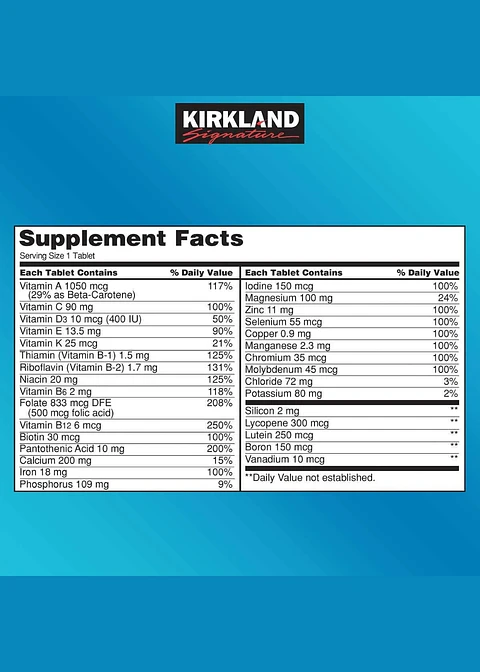 Kirkland Signature Daily Multi x 500 Tabletas | Multivitamínico Completo Diario | Energía, Inmunidad y Bienestar Total  | Colombia