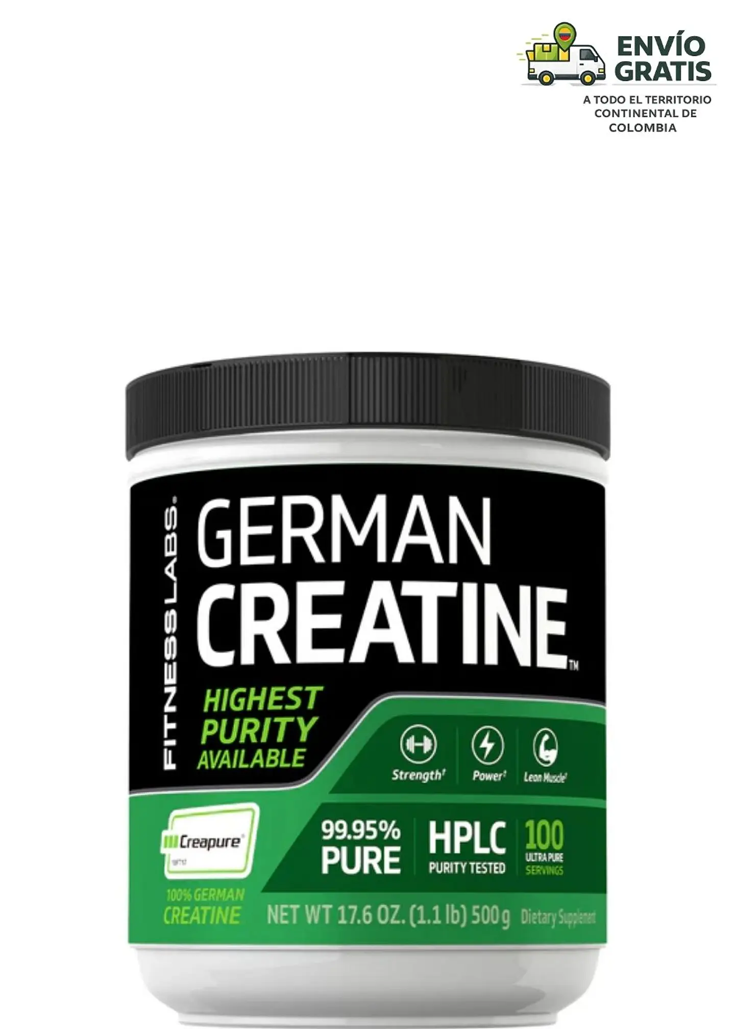 Creatina Monohidratada Alemana Creapure® 5000 mg | 500 g  | Fuerza, Energía y Recuperación Muscular Premium | Colombia 1