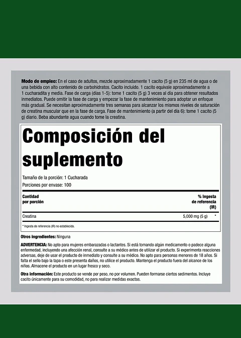 Creatina Monohidratada Alemana Creapure® 5000 mg | 500 g  | Fuerza, Energía y Recuperación Muscular Premium | Colombia