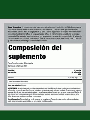 Creatina Monohidratada Alemana Creapure® 5000 mg | 500 g  | Fuerza, Energía y Recuperación Muscular Premium | Colombia