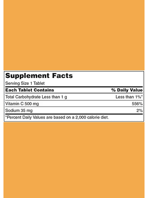 Kirkland Signature Vitamina C Masticable 500 mg x 500 Tabletas | Sabor Naranja | Refuerzo Inmunológico Diario | Alta Potencia | Colombia