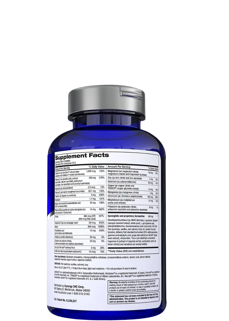 Synergy Focus Factor Original x180 Tabletas | Memoria, Concentración y Enfoque Mental | Fórmula Clínica para el Cerebro | Colombia 2