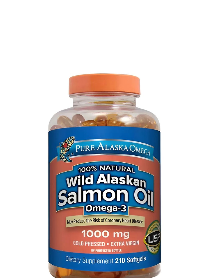 Pure Alaska Omega Wild Salmon Oil 1000 mg x 210 Softgels | Omega 3 Natural de Salmón Salvaje | Corazón, Cerebro y Bienestar Diario | Colombia  1