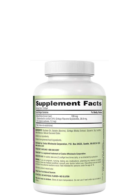 Trunature Ginkgo Biloba 120 mg x 340 Softgels | Memoria, Concentración y Circulación Cerebral | Extracto Estandarizado | Colombia