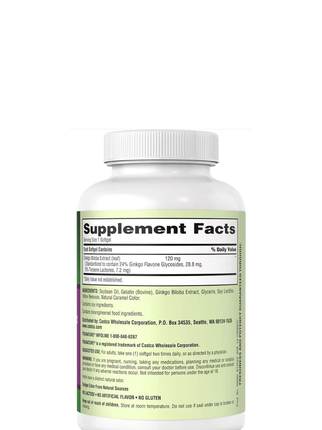 Trunature Ginkgo Biloba 120 mg x 340 Softgels | Memoria, Concentración y Circulación Cerebral | Extracto Estandarizado | Colombia 2