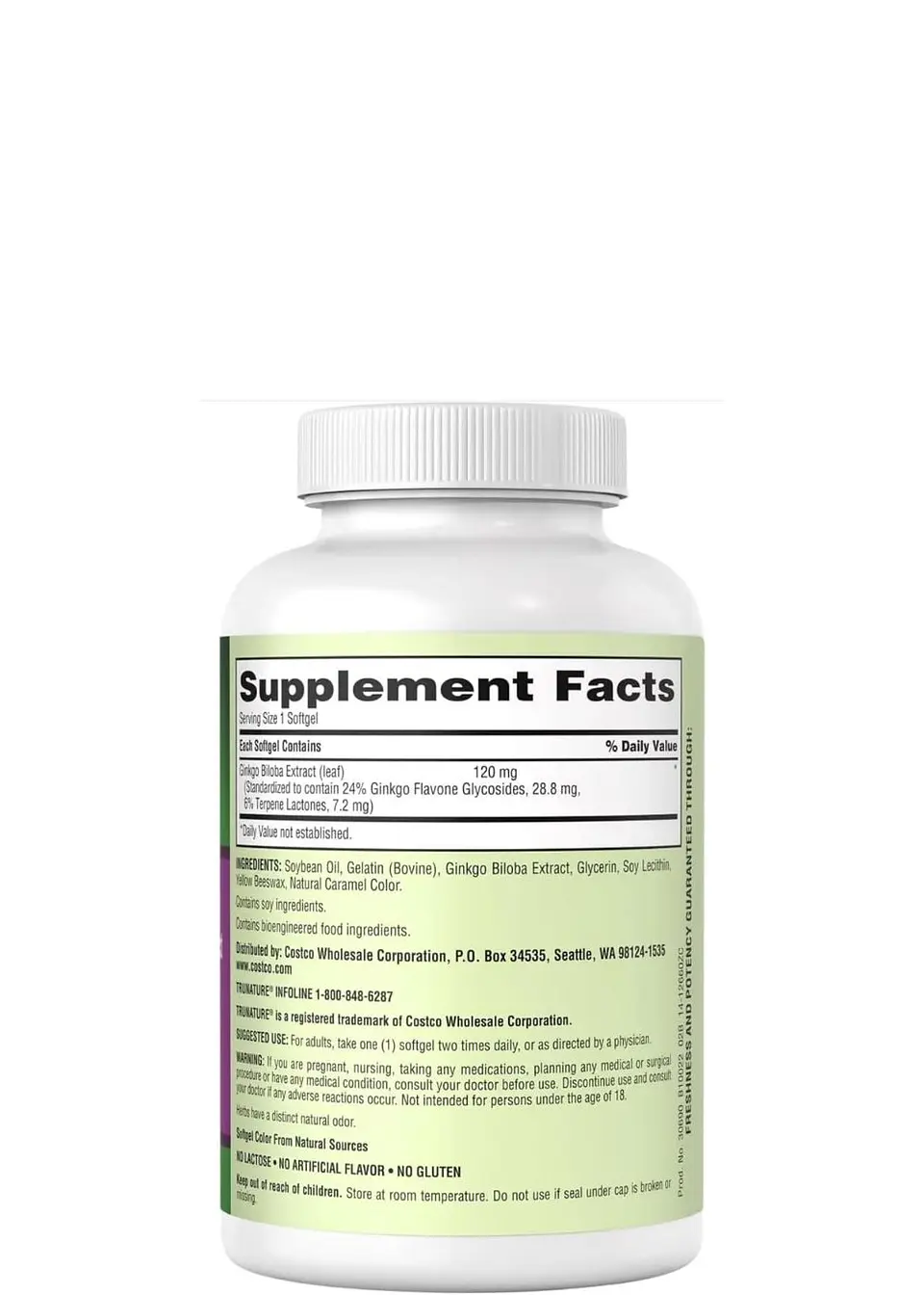Trunature Ginkgo Biloba 120 mg x 340 Softgels | Memoria, Concentración y Circulación Cerebral | Extracto Estandarizado | Colombia 2