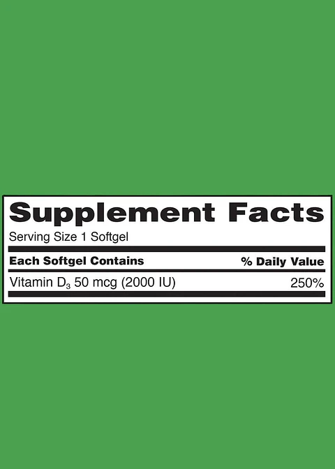 Kirkland Signature Extra Strength Vitamina D3 50 mcg (2000 IU) x 600 Cápsulas Blandas | Alta Potencia para Huesos, Inmunidad y Bienestar Diario | Colombia