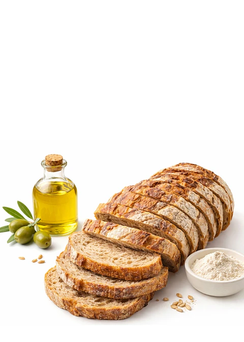 Pan Masa Madre Familiar 690 g | Harina Blanca e Integral con Aceite de Oliva Extra Virgen | 15 Tajadas Artesanales