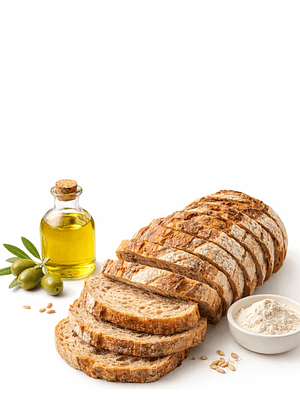 Pan Masa Madre Familiar 690 g | Harina Blanca e Integral con Aceite de Oliva Extra Virgen | 15 Tajadas Artesanales