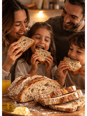 Pan Masa Madre Familiar 690 g | Harina Blanca e Integral con Aceite de Oliva Extra Virgen | 15 Tajadas Artesanales