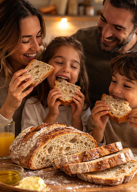 Pan Masa Madre Familiar 690 g | Harina Blanca e Integral con Aceite de Oliva Extra Virgen | 15 Tajadas Artesanales