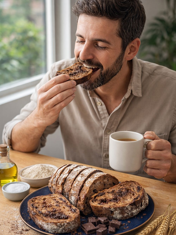 Pan Masa Madre con Chocolate 55% familiar 690g 15 rodajas Fermentación Natural | Harina Blanca e Integral con Aceite de Oliva Extra Virgen 3