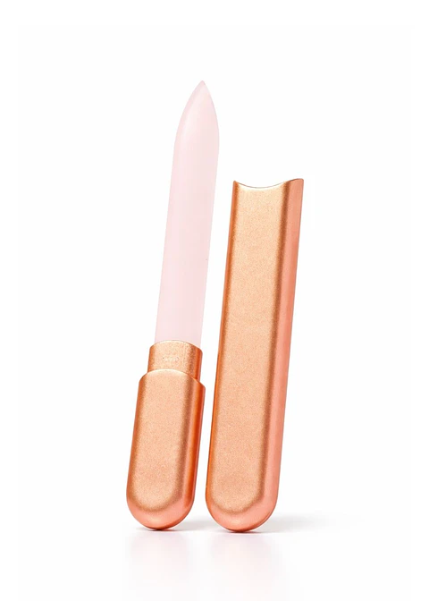 Lima de Cristal Profesional 14 cm con Estuche | Limado Suave, Higiénico y Duradero para Uñas Fuertes y Saludables