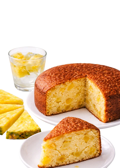Torta de Piña Gourmet 2,2 kg Entera | 16 Porciones | Bizcocho Chiffon Artesanal con Trozos de Piña | Estilo Cafés de Especialidad  | Preparación Artesanal