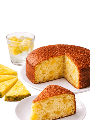 Torta de Piña Gourmet 2,2 kg Entera | 16 Porciones | Bizcocho Chiffon Artesanal con Trozos de Piña | Estilo Cafés de Especialidad  | Preparación Artesanal