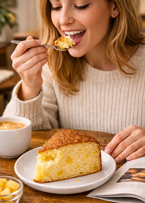 Torta de Piña Gourmet 2,2 kg Entera | 16 Porciones | Bizcocho Chiffon Artesanal con Trozos de Piña | Estilo Cafés de Especialidad  | Preparación Artesanal